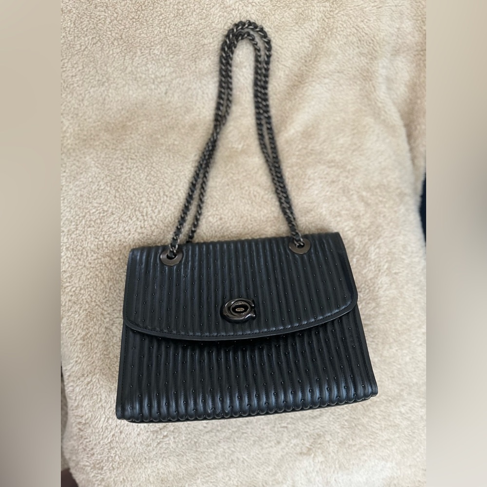 Coach Black Quilted Leather Chain-Strap Crossbody Bag